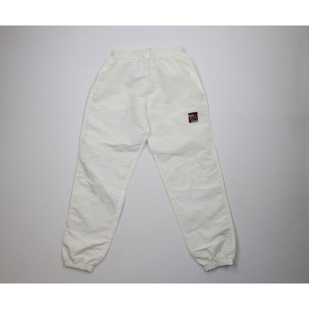 Vintage 90s Surf Style Mens Small Spell Out Windbreaker Joggers Pants White USA
